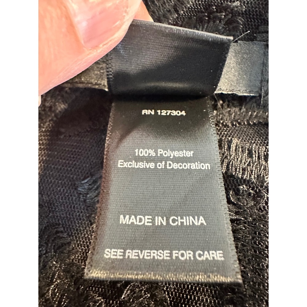 Ali Miles Textured Mesh Topper Jacket Size XL Black Sheer Wire Collar 3/4 Sleeve - Picture 7 of 9